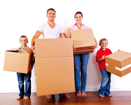 Packed boxes and protected furniture ready for a Knightsbridge move