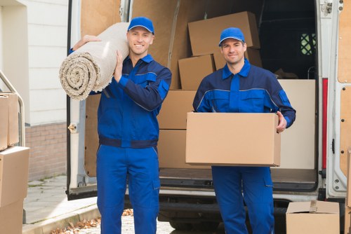 Removal team navigating a Knightsbridge residential street