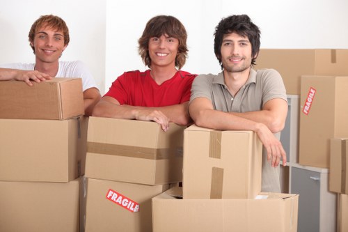 Professional movers handling a property access challenge in central London