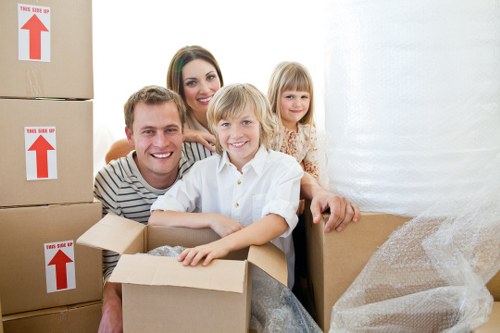 Securely handled household items inside a moving van
