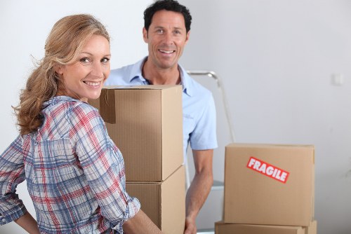 Packed moving boxes and furniture protection for a Knightsbridge home move